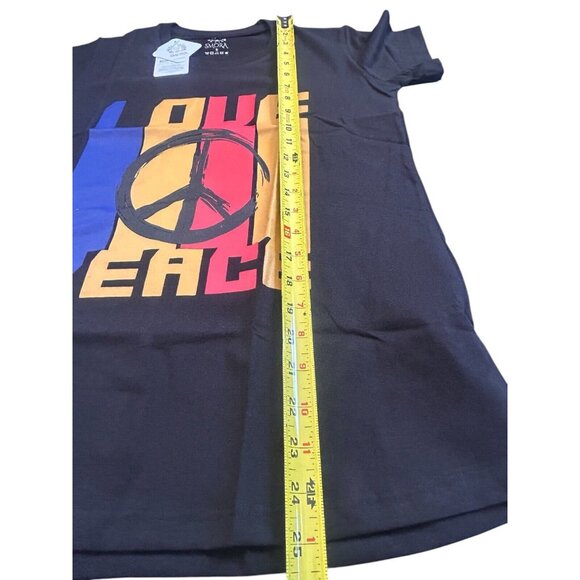 Smora Women's Love Peace Graphic Tee Black Cotton T-shirt Small - Picture 6 of 7